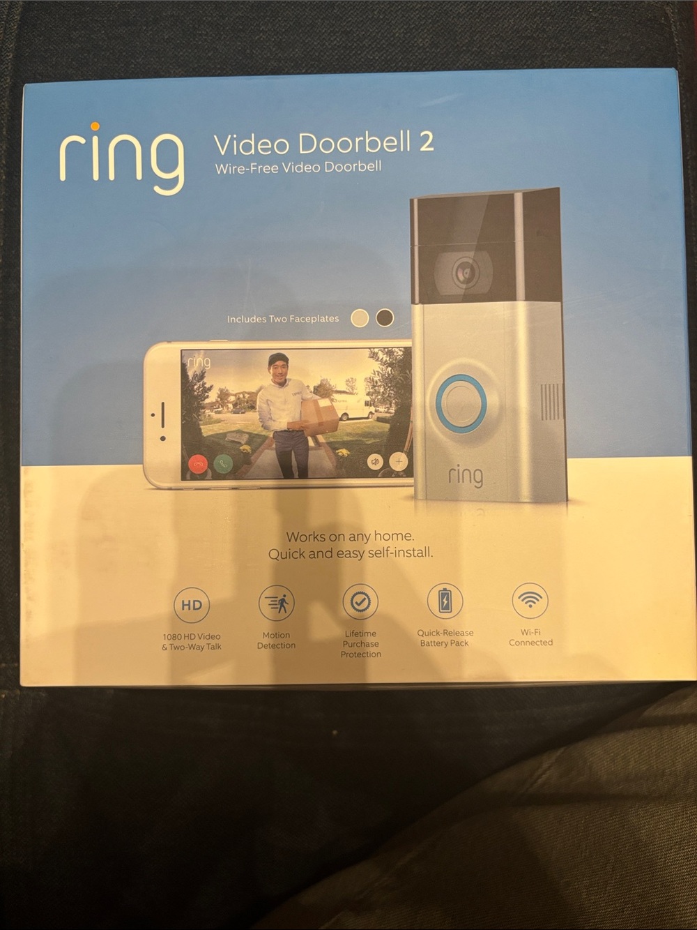 Ring Video Doorbell 2 — Silver with Black and Blue Accent